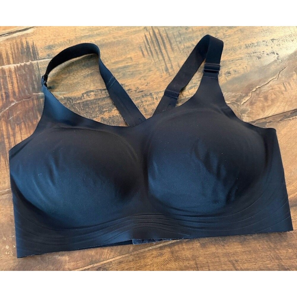 All in Motion Women's High Support Embossed Racerback Run Bra Black Size XL